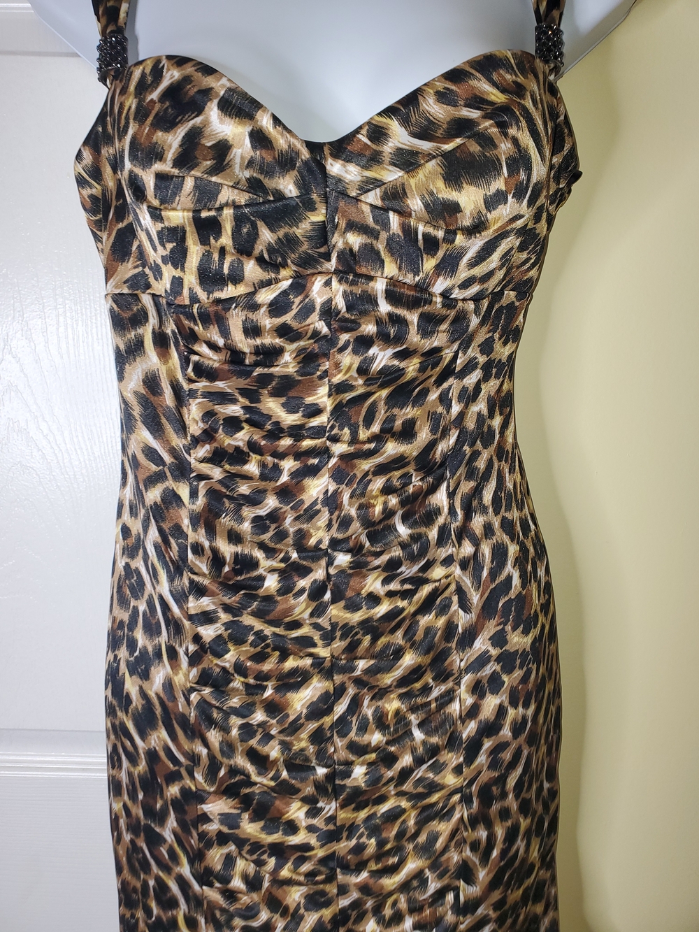 Love Tease Leopard Print Ruched Sheath Dress NWT Size 7